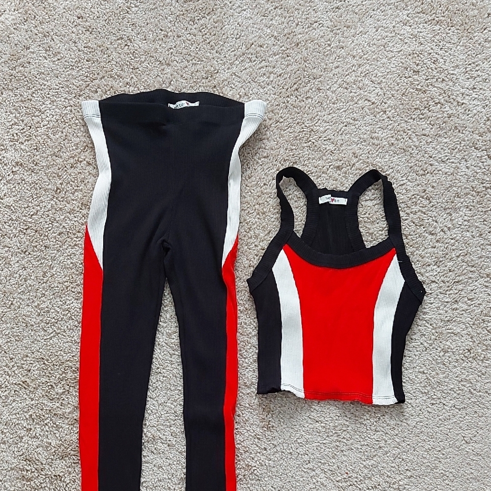 Black Ribbed Leggings & Cropped Tank Set